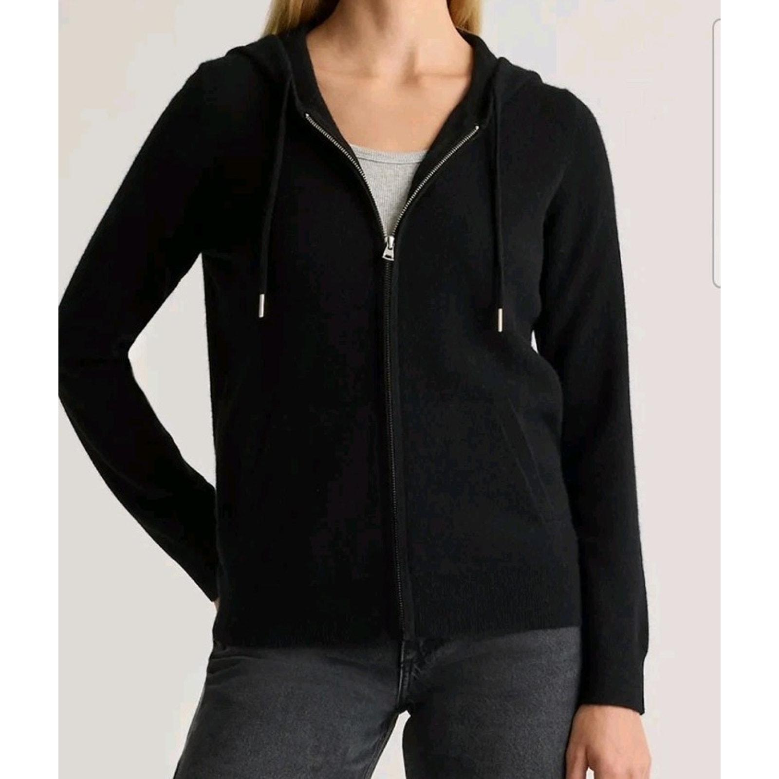Quince Mongolian Cashmere Full Zip Hoodie Charcoal Medium Nwt Lounge Wear